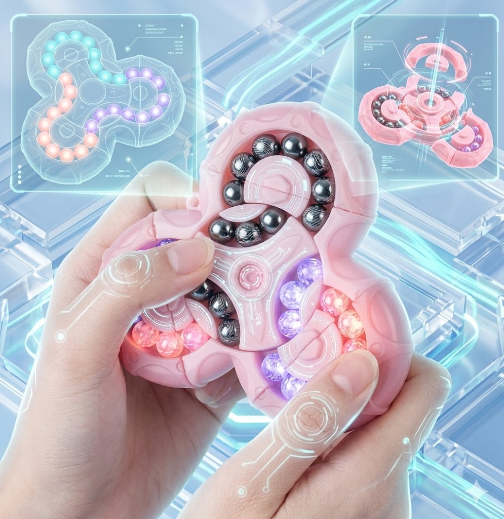 Educational Magic Bean Puzzle Cube - 6-Sided Rotating Fidget Spinner - STEM Brain Teaser Sensory Toy for Kids