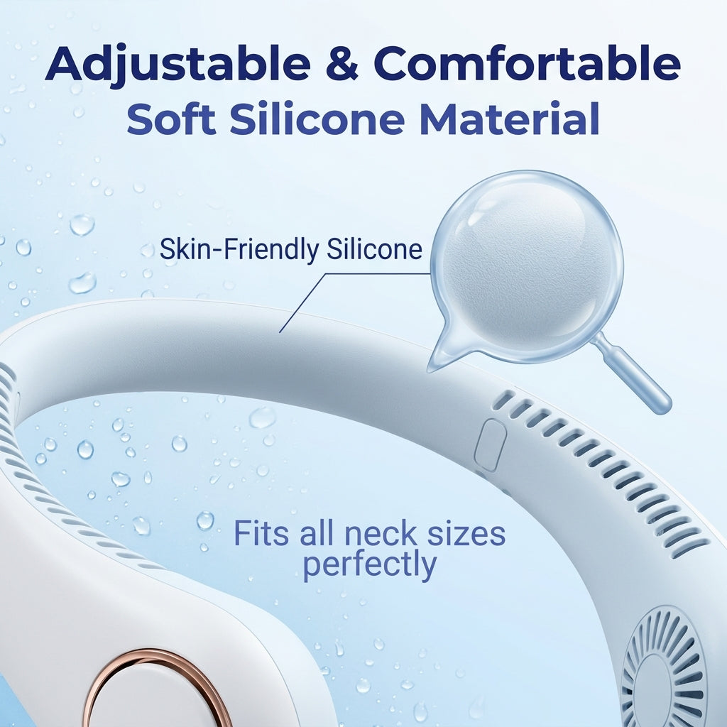 Extra 30% off on sale items | PKNEW® Portable Neck Fan, Bladeless Wearable Personal Fan, Hands-Free Cooling for Outdoor & Office