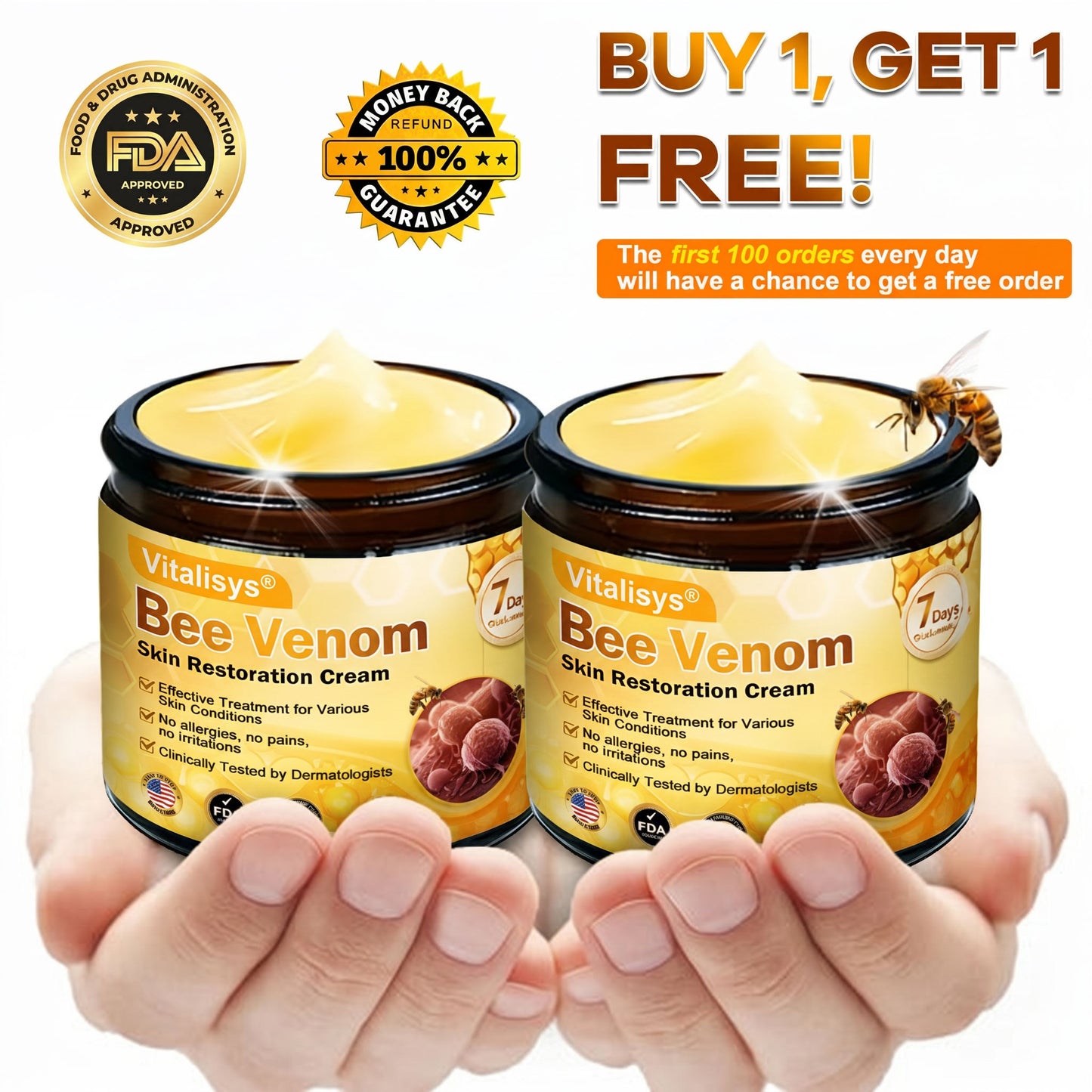🔥 LAST DAY 80% OFF🔥 Vitalisys® Bee Venom Skin Restoration Cream