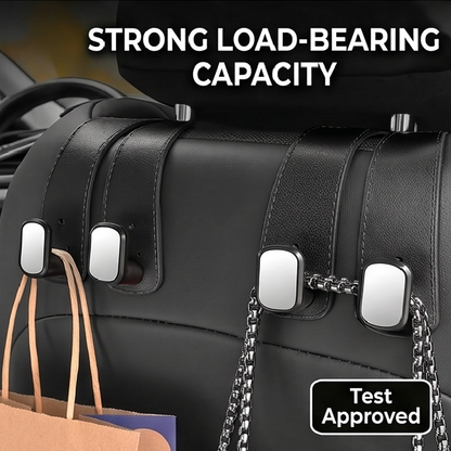 🥇4 Counts Car Seat Headrest Hook, Improved Car Seat Back Double Hooks for Kids' Toys Hats Masks Sunglasses, Soft Gentle Faux Leather