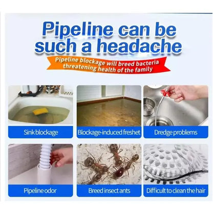PKNEW® Powerful Sink and Drain Cleaner Powder, Fast Foaming Drain Cleaner for Kitchen and Pipes Cleaning Tool