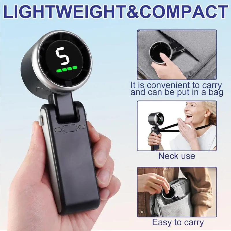 PKNEW® Portable Handheld Turbo Fan, 5 Gear Wind,4000mAh Battery Operated, Up to 10 Working Hours🌪️
