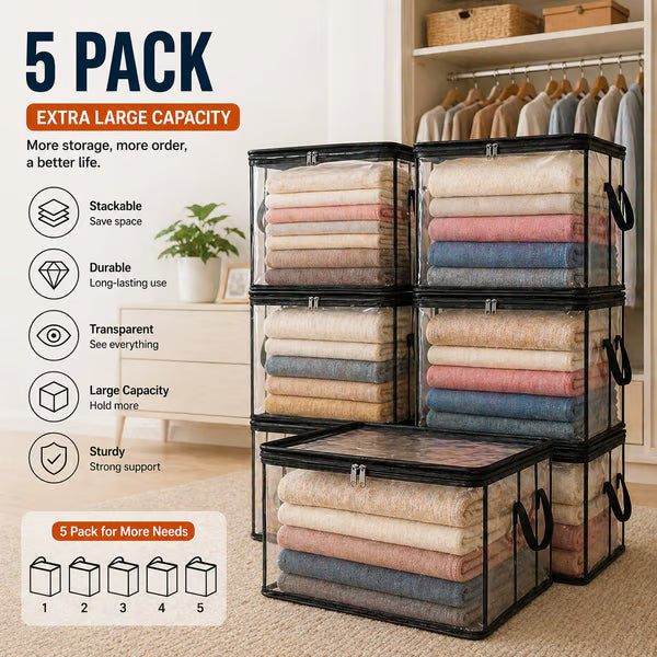 ⏰🔥LIMITED TIME 40% OFF! 🏠 Transparent Large-Capacity Dustproof & Moisture-Proof Storage Bag – Perfect for Clothes, Toys, Books & More ✨-Navalonixcosh®