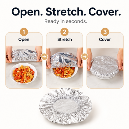 Extra 30% off on sale items | PKNEW® Collapsible Aluminum Foil Food Cover | Keep Meals Warm, Fresh & Protected from Fruit Flies