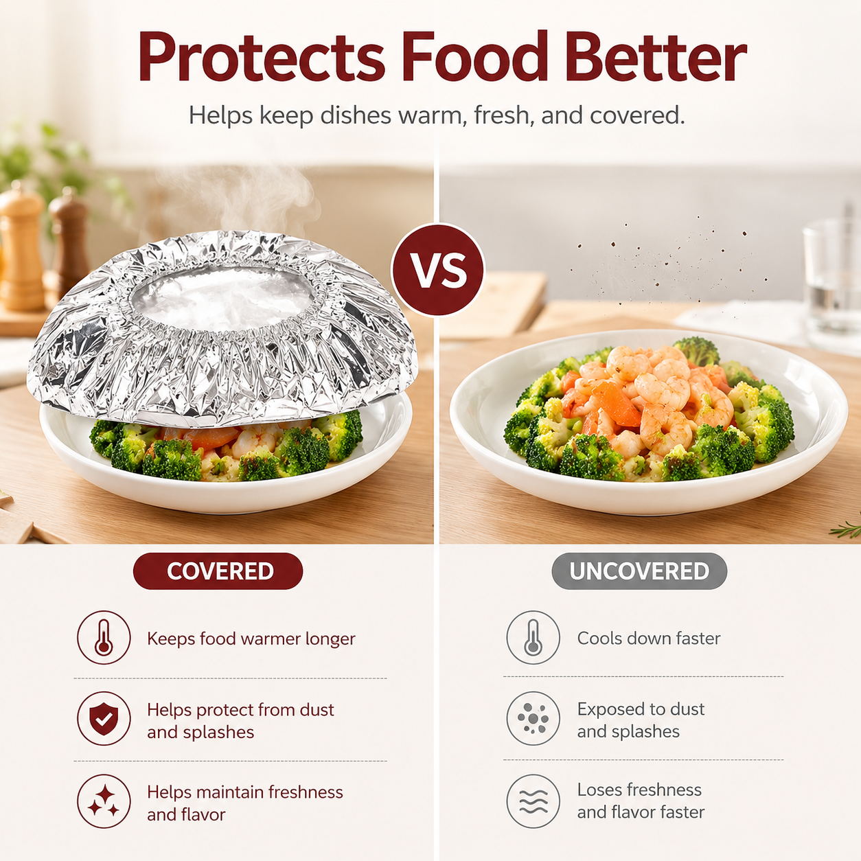 Extra 30% off on sale items | PKNEW® Collapsible Aluminum Foil Food Cover | Keep Meals Warm, Fresh & Protected from Fruit Flies