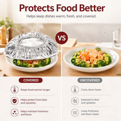 Extra 30% off on sale items | PKNEW® Collapsible Aluminum Foil Food Cover | Keep Meals Warm, Fresh & Protected from Fruit Flies