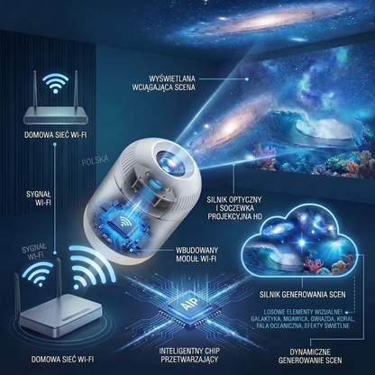 PKNEW®🍇 NEXT-GEN SMART PROJECTION HD Inteligentny Dynamiczny Holograficzny Projektor Nocny 5D 💫