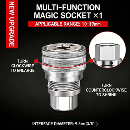 PKNEW®🔩| Multi-Function Universal Socket Wrench Tool - Universal Maintenance Tool, Adjustable Universal Socket Wrench, Universal Socket Tool for 3/8" Drive Ratchet Torque Wrench & Power Drill (Connecting rod random color) Fathers Day Gift