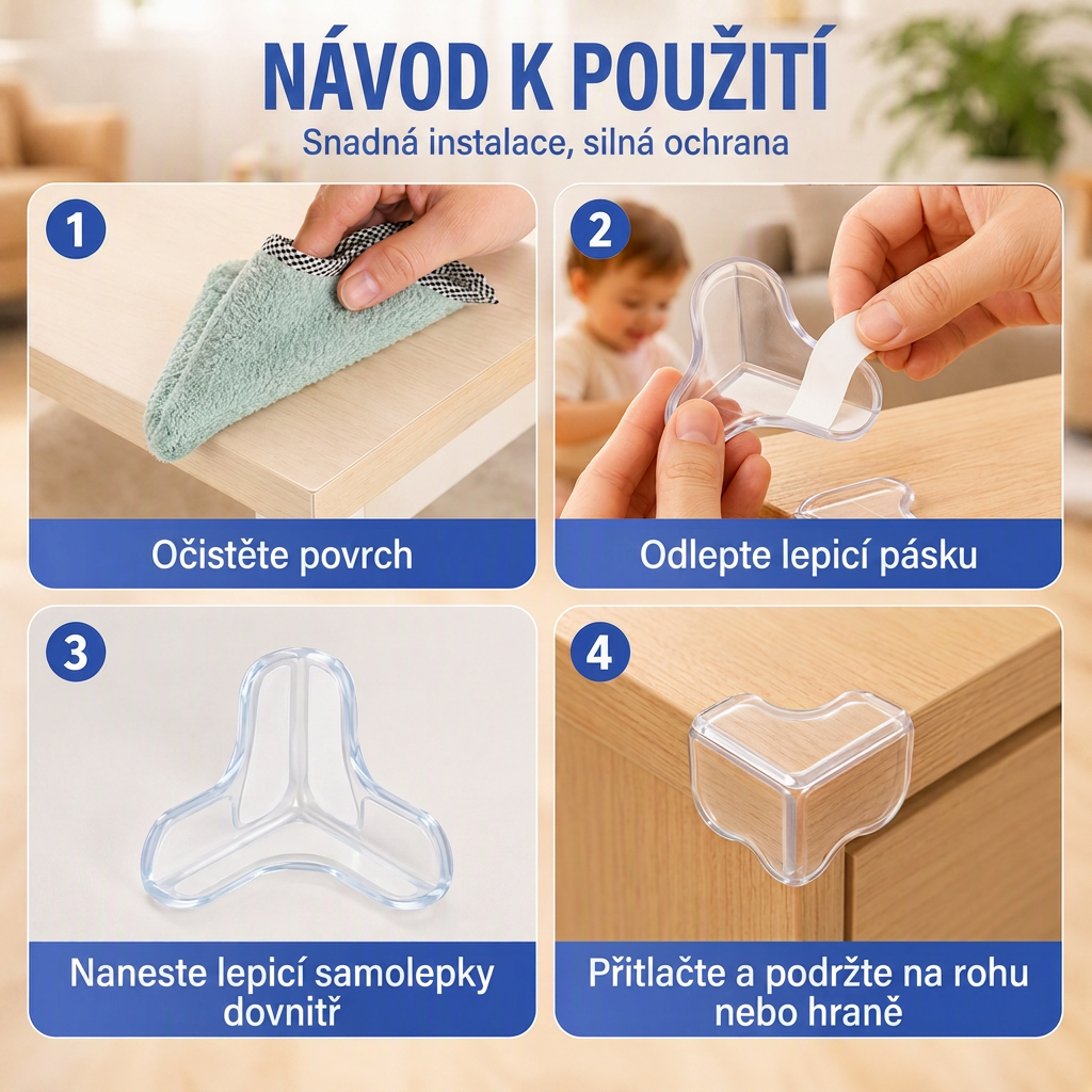 Průhledné chrániče rohů pro děti 💥 – Nárazuvzdorné a téměř neviditelné 💎
