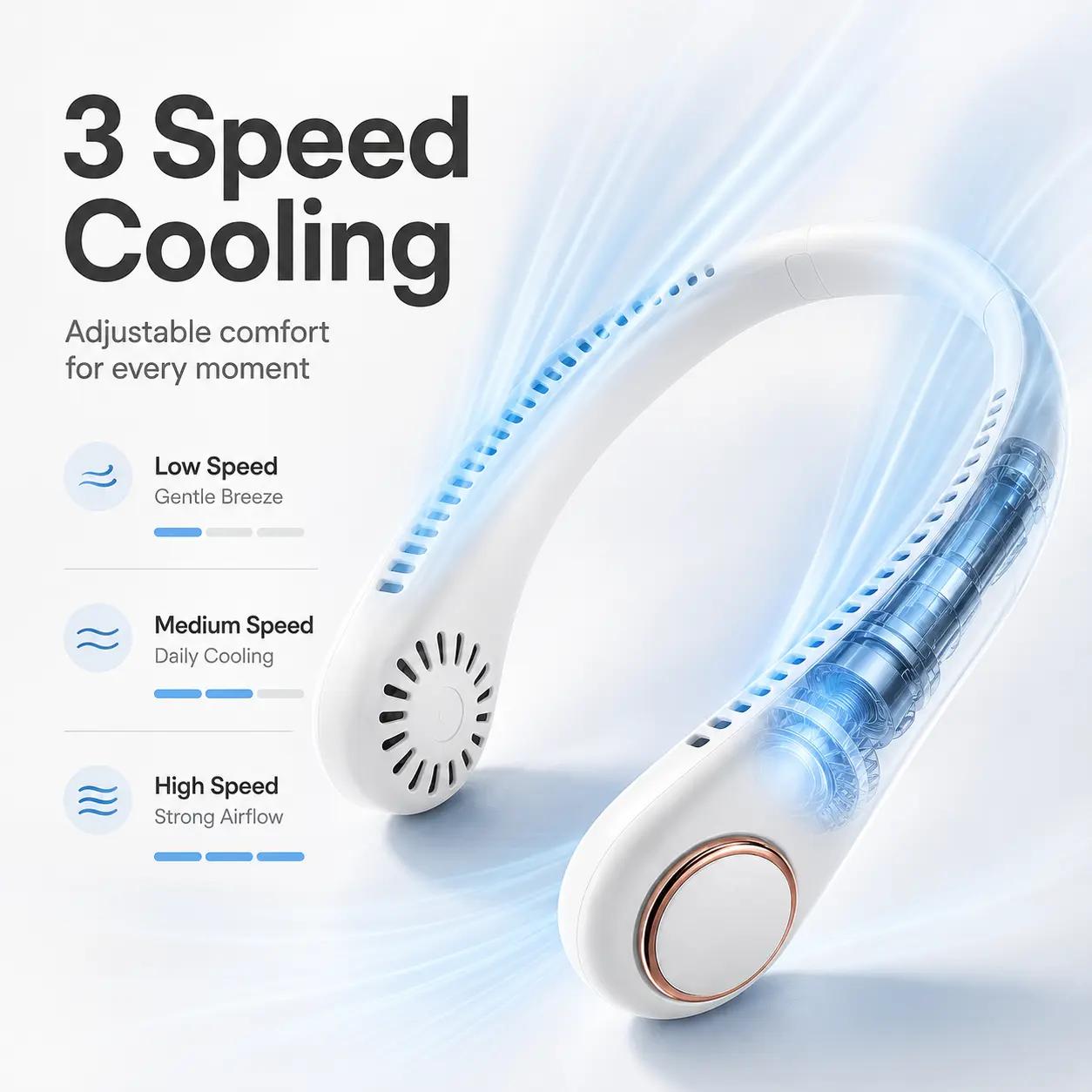 Extra 30% off on sale items | PKNEW® Portable Neck Fan, Bladeless Wearable Personal Fan, Hands-Free Cooling for Outdoor & Office
