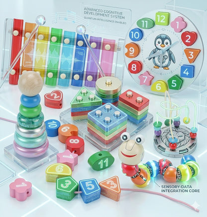 6-Piece Wooden Montessori Educational Toy Set - Baby Early Development & Learning Puzzles