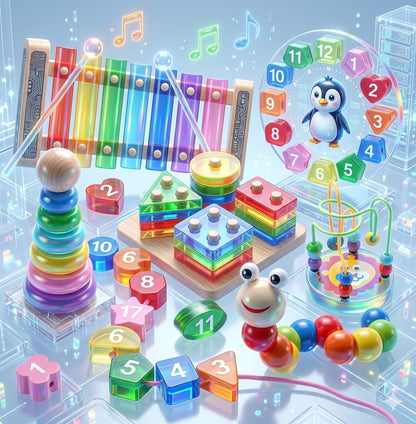 6-Piece Wooden Montessori Educational Toy Set - Baby Early Development & Learning Puzzles