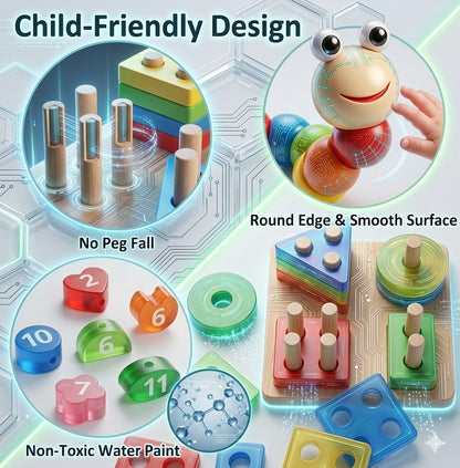 6-Piece Wooden Montessori Educational Toy Set - Baby Early Development & Learning Puzzles