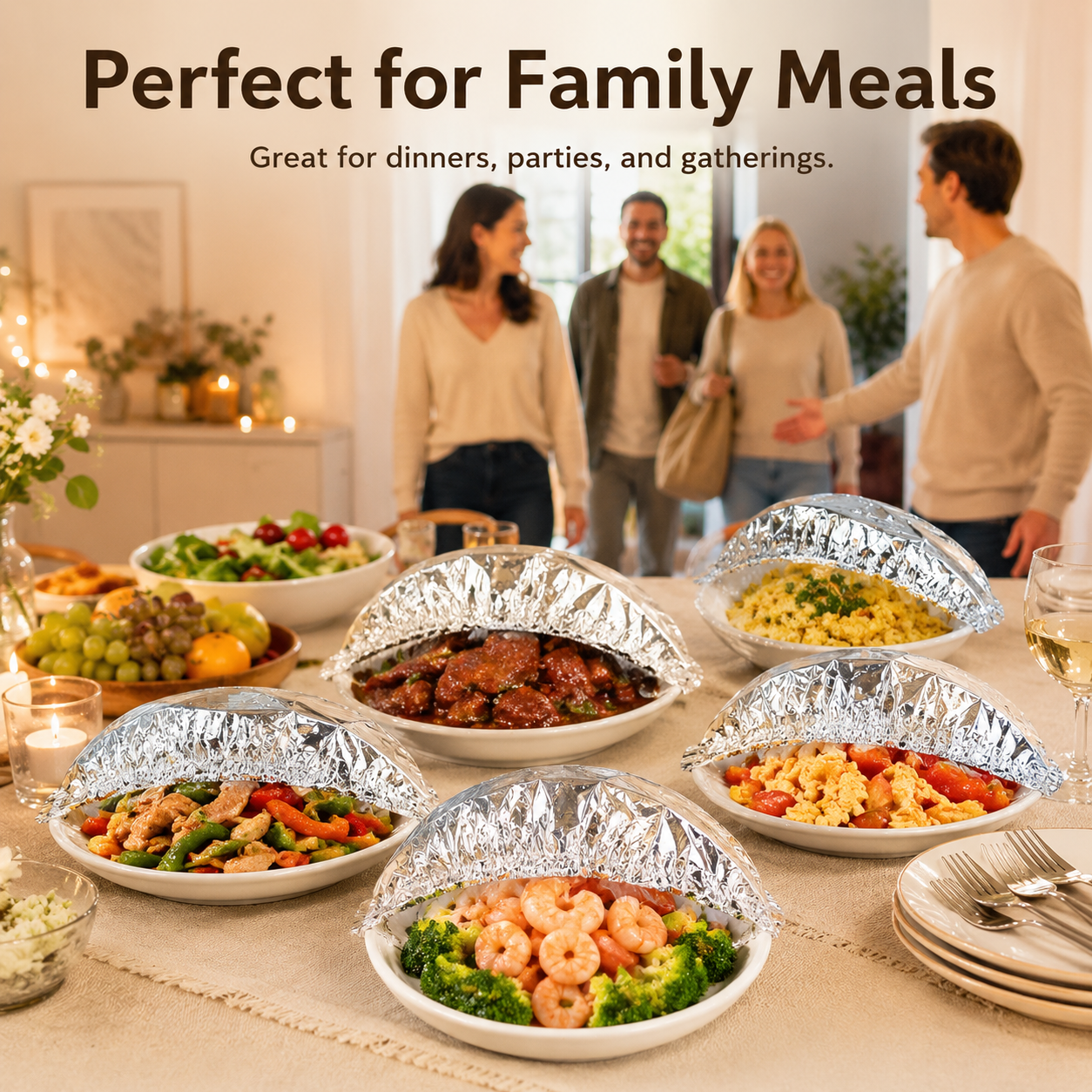 Extra 30% off on sale items | PKNEW® Collapsible Aluminum Foil Food Cover | Keep Meals Warm, Fresh & Protected from Fruit Flies