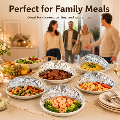Extra 30% off on sale items | PKNEW® Collapsible Aluminum Foil Food Cover | Keep Meals Warm, Fresh & Protected from Fruit Flies