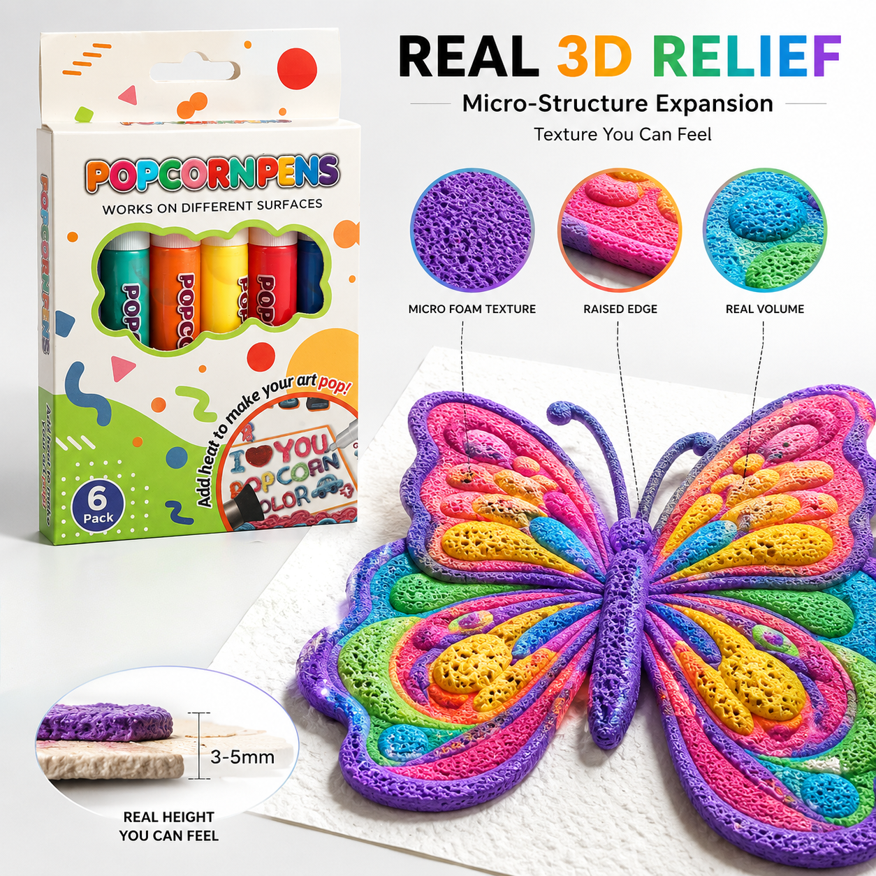 PKNEW® 3D Relief Art Pen🎨Turn Flat Drawings Into Touchable 3D Art-Food-grade safe material Safe and odorless