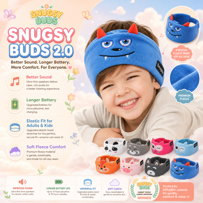 𝑩𝑳𝑼𝑬𝙎𝙃𝑶𝑻® 🧑‍👩‍🧒 Soft Bluetooth Sleep Headband For Kids, Toddlers & Adults Long Flights. Quiet Kids. Stress-Free Travel.