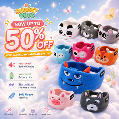 𝑩𝑳𝑼𝑬𝙎𝙃𝑶𝑻® 🧑‍👩‍🧒 Soft Bluetooth Sleep Headband For Kids, Toddlers & Adults Long Flights. Quiet Kids. Stress-Free Travel.