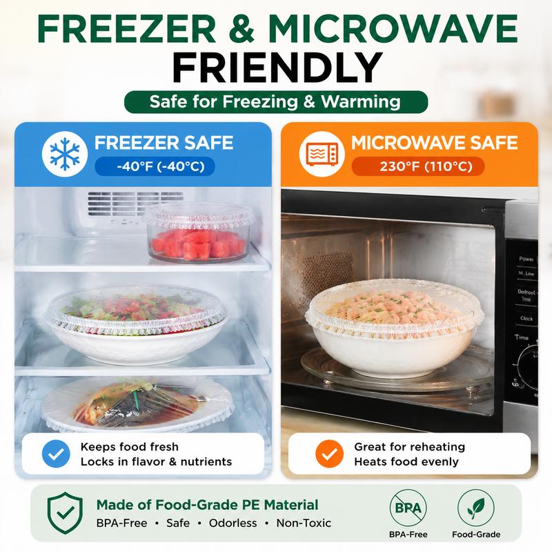 PKNEW® Disposable Stretch Food Covers for Bowls & Plates, Elastic Bowl Covers, Plastic Wrap Alternative for Leftovers, Fruits, Vegetables & Kitchen Food Storage🥗