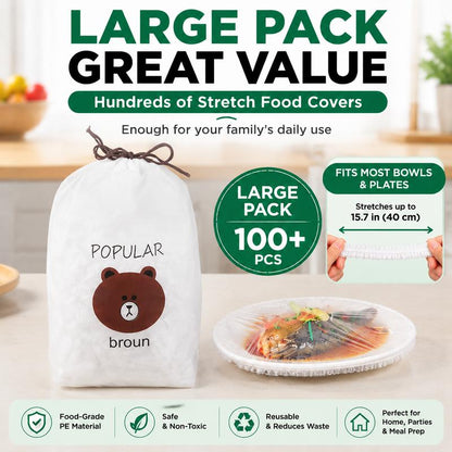 PKNEW® Disposable Stretch Food Covers for Bowls & Plates, Elastic Bowl Covers, Plastic Wrap Alternative for Leftovers, Fruits, Vegetables & Kitchen Food Storage🥗