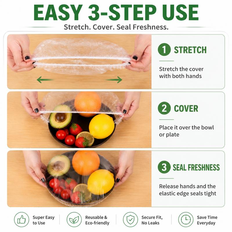 PKNEW® Disposable Stretch Food Covers for Bowls & Plates, Elastic Bowl Covers, Plastic Wrap Alternative for Leftovers, Fruits, Vegetables & Kitchen Food Storage🥗