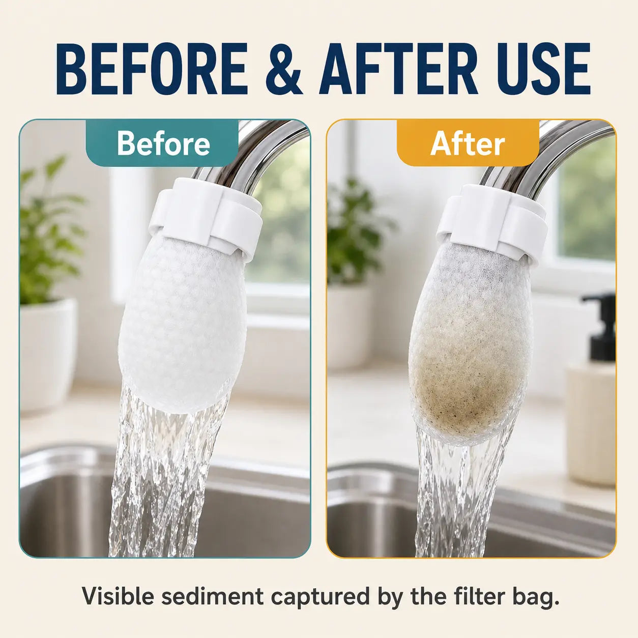 Extra 30% off on sale items | PKNEW® Faucet Filter Bags – 50 Pack Disposable Cotton Tap Water Filters for Cleaner Water, Reduced Splash & Sediment Protection🚰