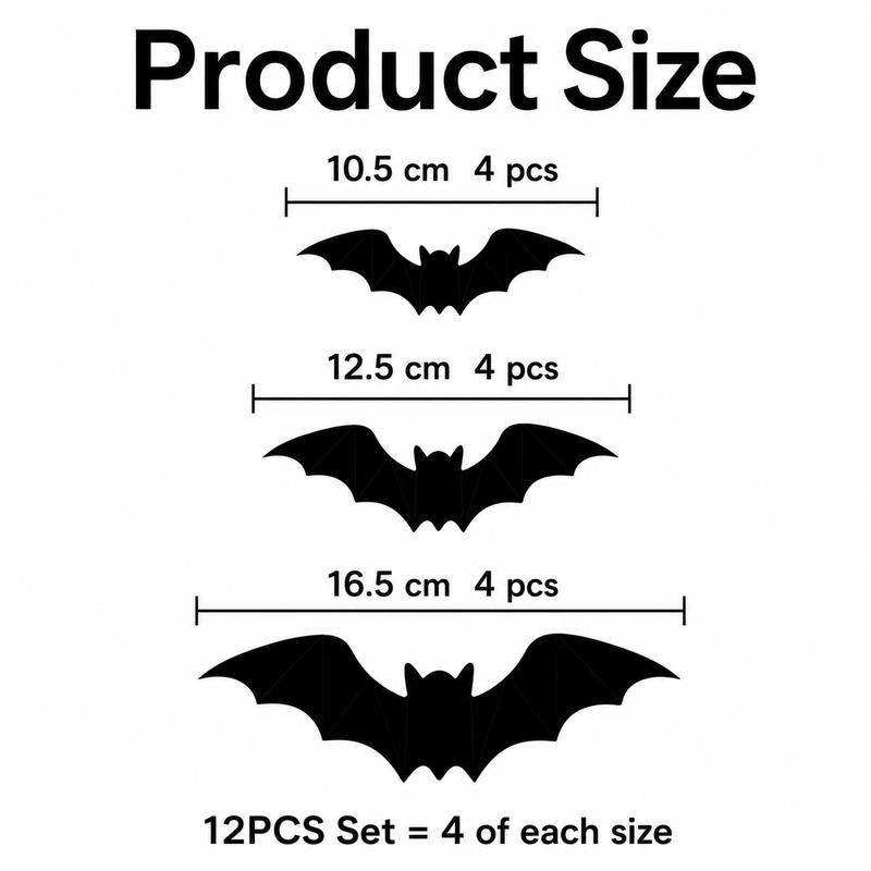 PKNEW® 🎃3D Bat Light LED Decorations, Halloween Spooky Ornaments, Bendable Wall Stickers with Smooth Bubble-Free Application, Easy Install Battery Powered Glowing Decor, Non-Remote Indoor Decor for Home, Party, Window, Door, Festival🦇