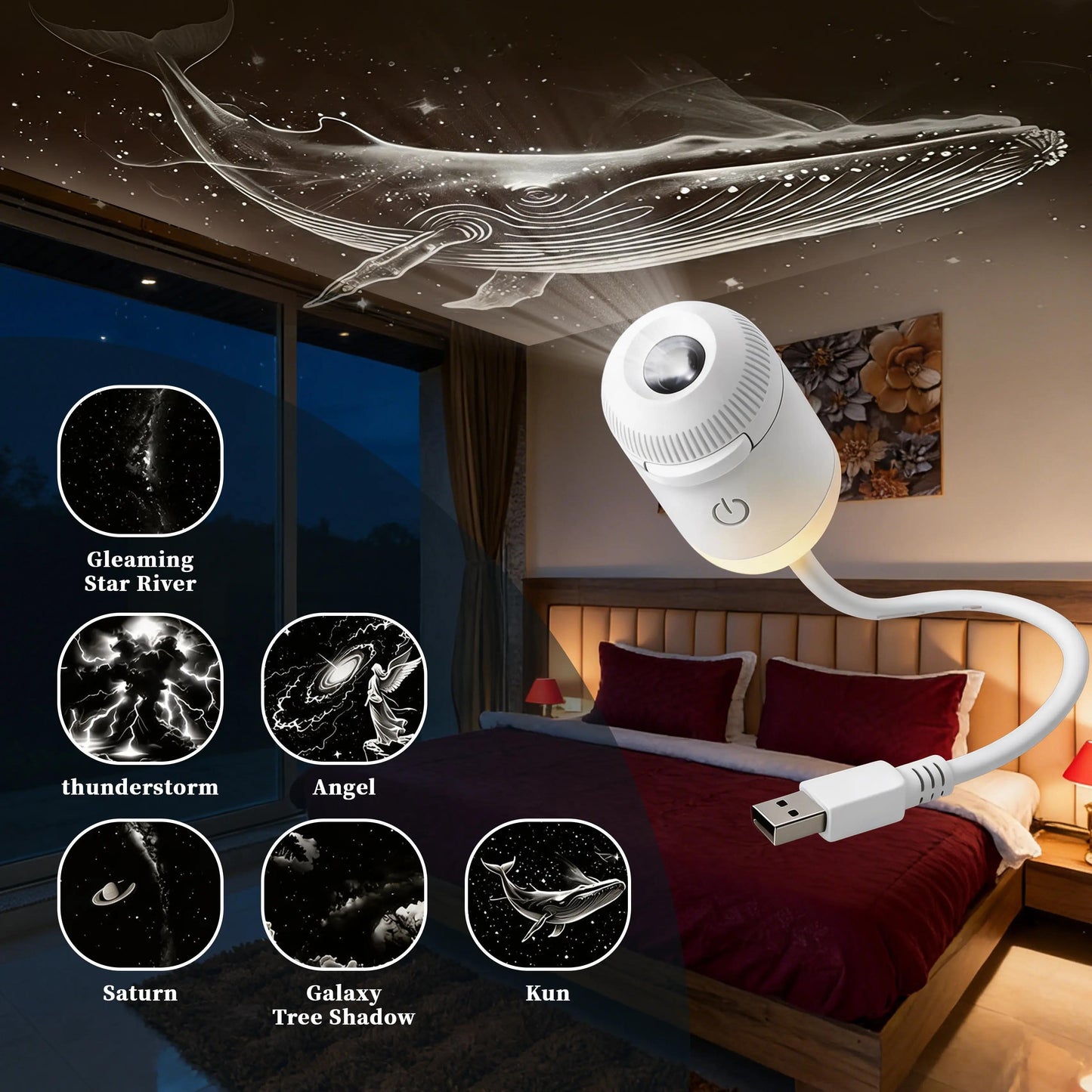 PKNEW® NEXT-GEN SMART PROJECTION HD Smart Dynamic 5D Holographic Night Light Projector💡
