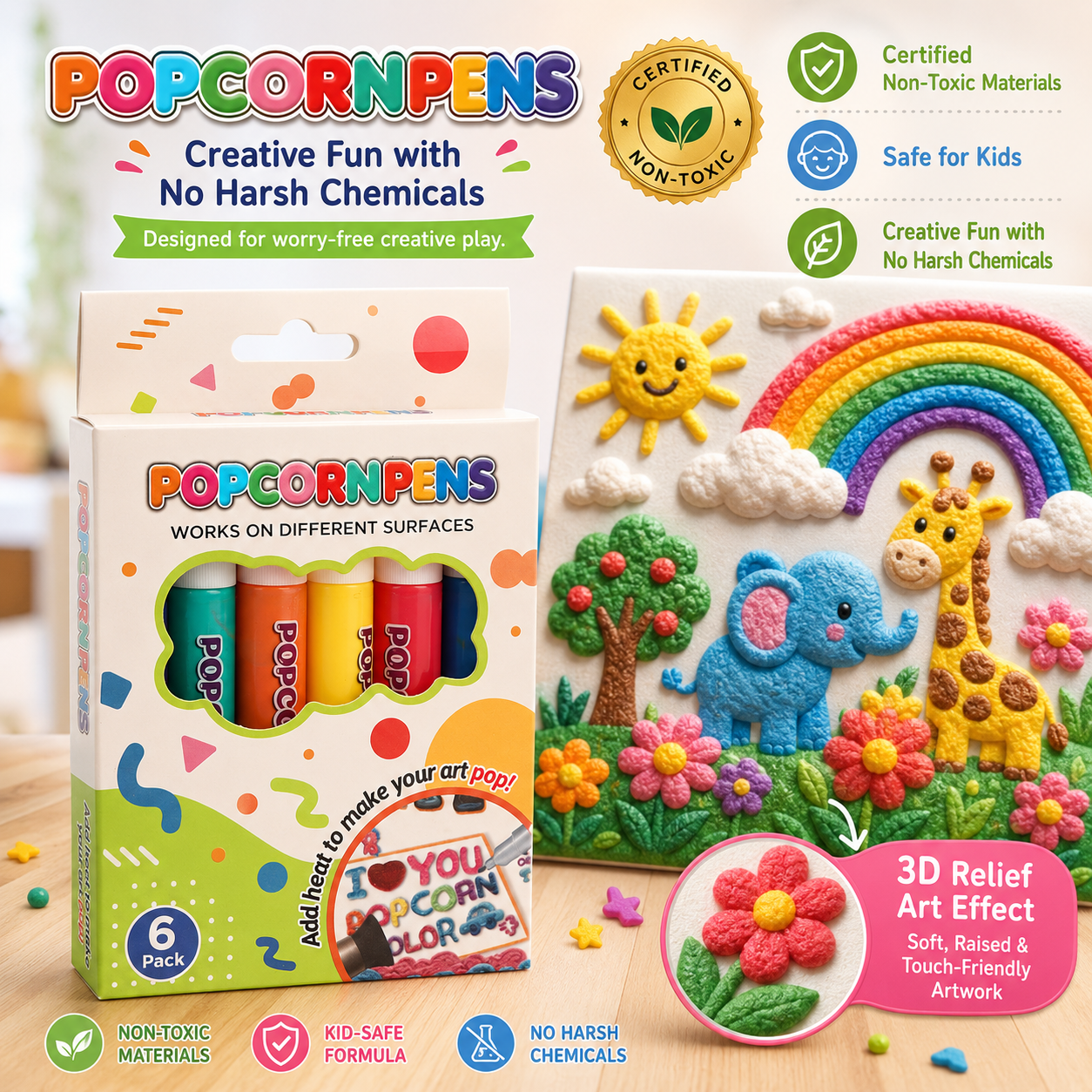 PKNEW® 3D Relief Art Pen🎨Turn Flat Drawings Into Touchable 3D Art-Food-grade safe material Safe and odorless