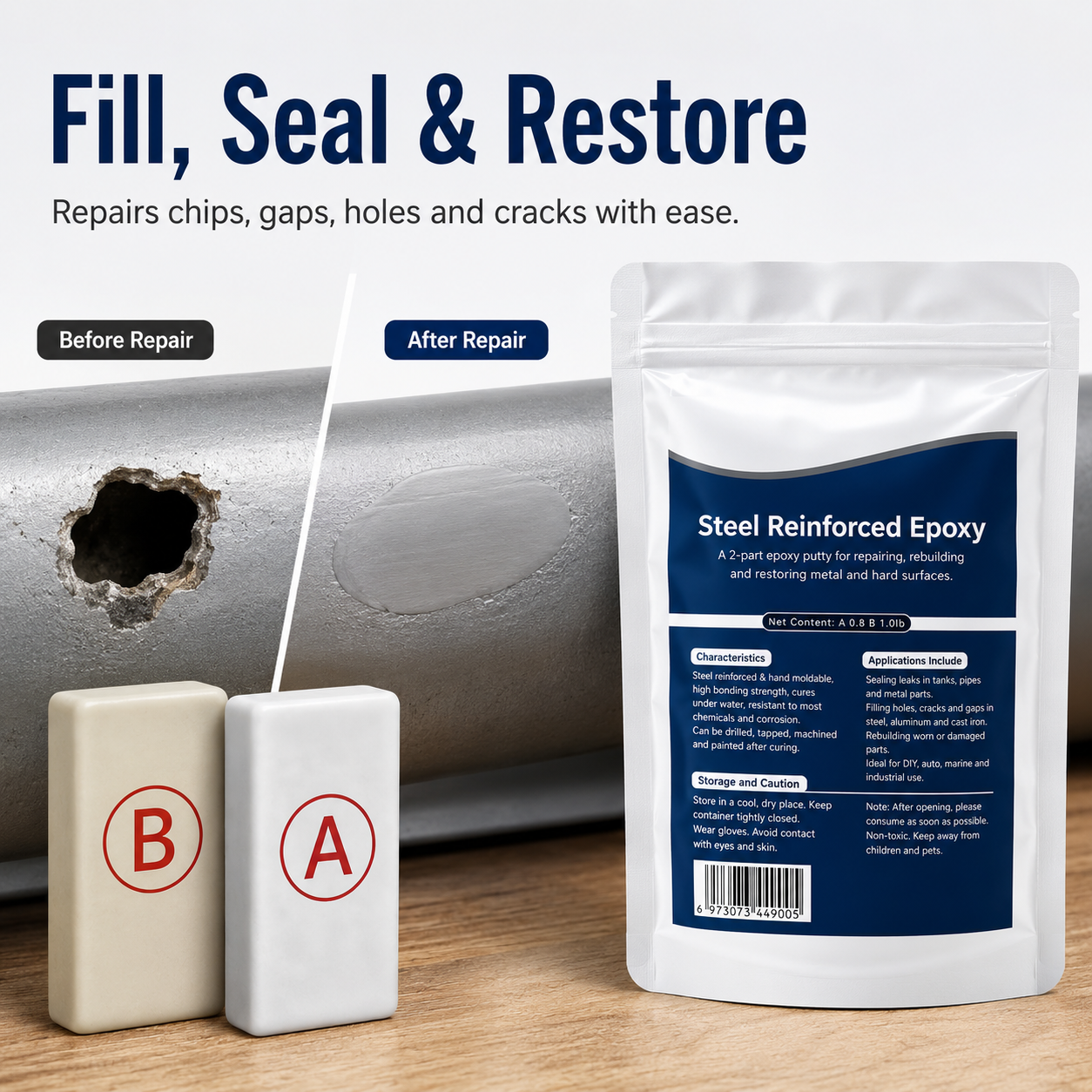 PKNEW® Steel Reinforced Epoxy Repair Putty🏠