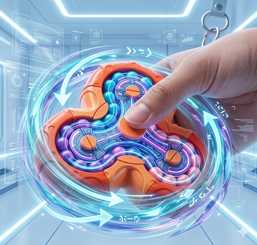 Educational Magic Bean Puzzle Cube - 6-Sided Rotating Fidget Spinner - STEM Brain Teaser Sensory Toy for Kids