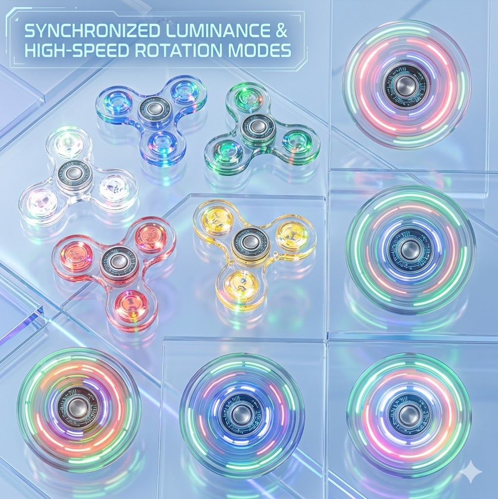 Glow in the Dark Fidget Spinner Toys - LED Light Up Party Favors & ADHD Sensory Toy for Kids