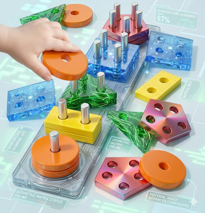 Montessori Wooden Sorting Stacking Puzzle | Fine Motor Skill Toy for Toddlers 1+ | Preschool Educational Learning Toy