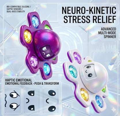 Reversible Face Bubble Spinner - ADHD & Autism Sensory Fidget Toy - Calming Stress Relief Gift for Children