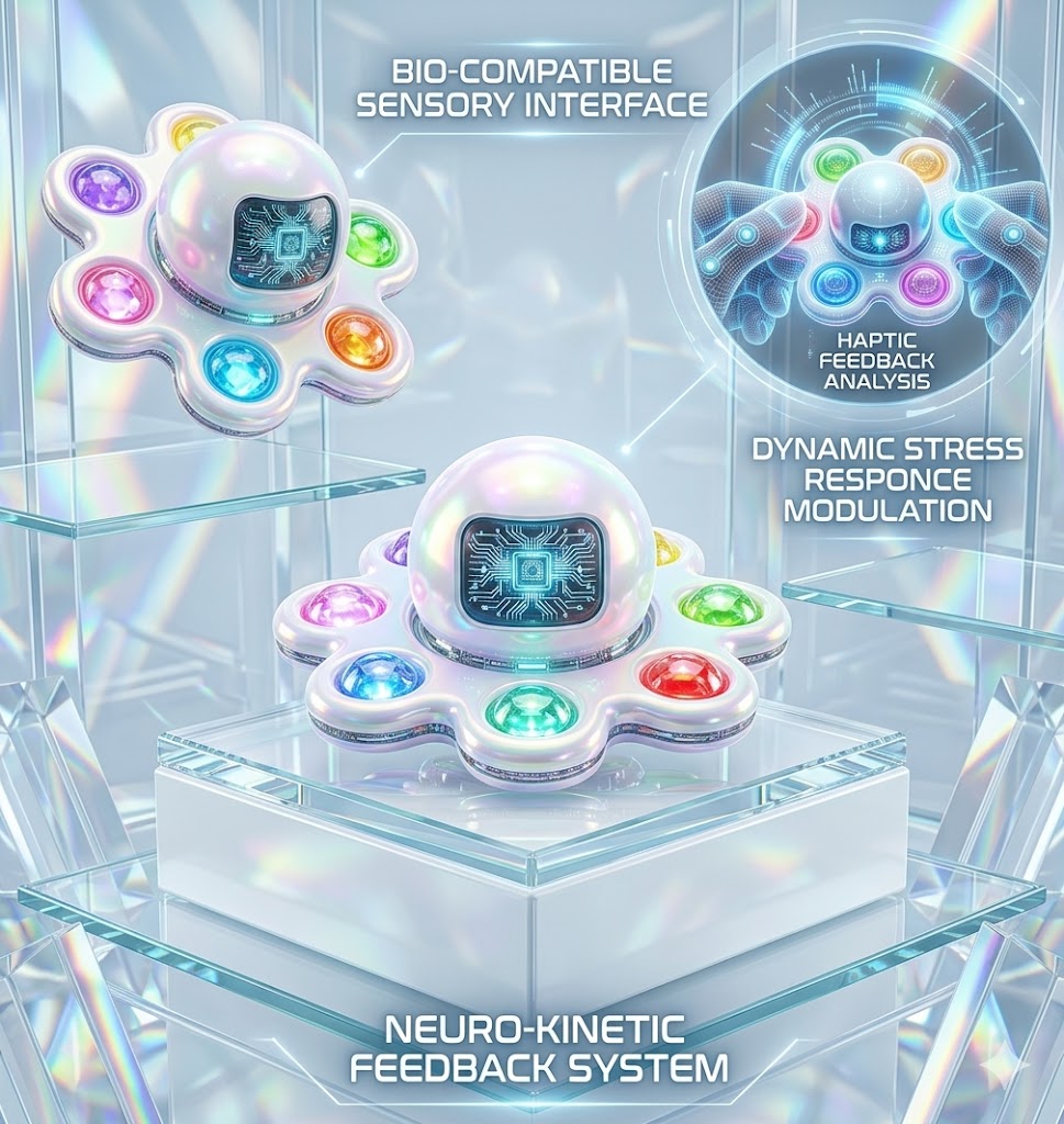 Reversible Face Bubble Spinner - ADHD & Autism Sensory Fidget Toy - Calming Stress Relief Gift for Children