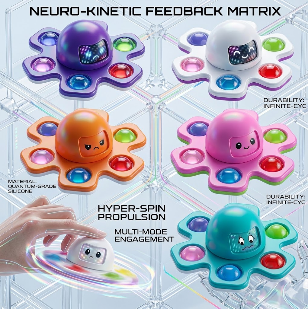 Reversible Face Bubble Spinner - ADHD & Autism Sensory Fidget Toy - Calming Stress Relief Gift for Children