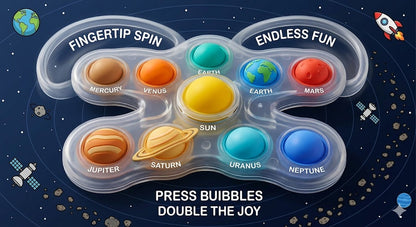 Solar System Pop Fidget Toy - Colorful Space Theme Sensory Bubble Puzzle - Silicone Stress Relief Gift for Kids