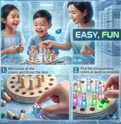 Wooden Memory Match Stick Chess Board Game - Montessori Educational Color Learning Toy - Kids Logic Thinking & Memory Training Puzzle
