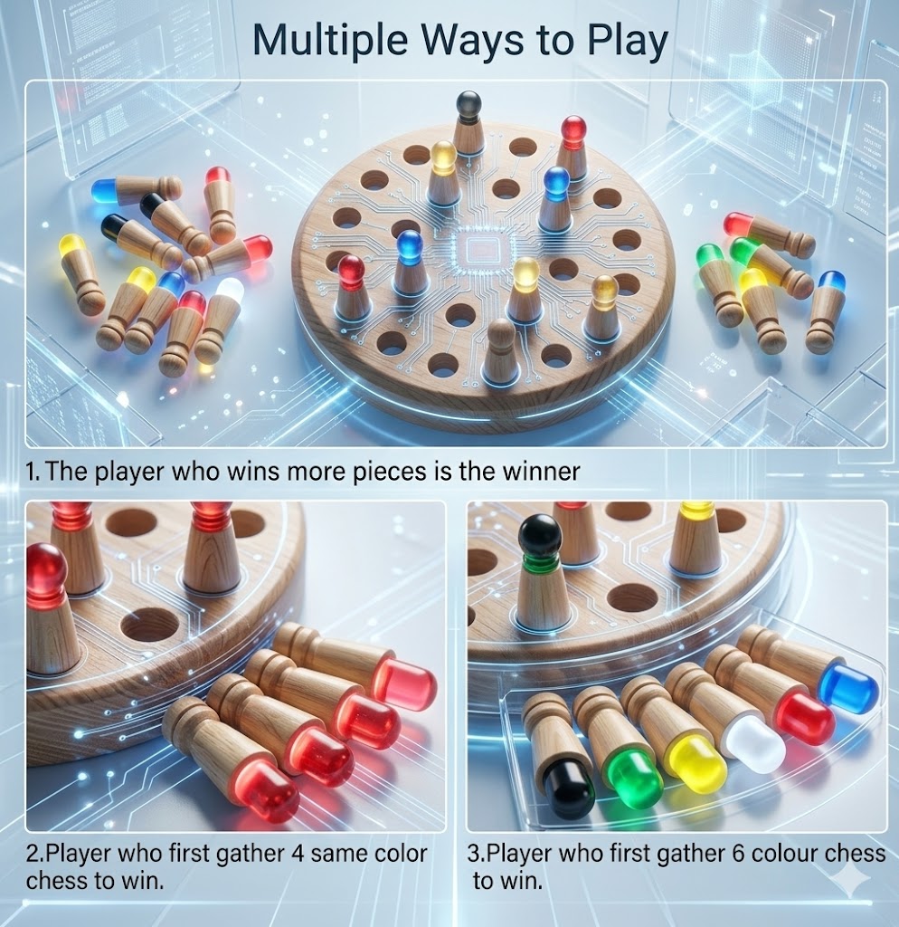 Wooden Memory Match Stick Chess Board Game - Montessori Educational Color Learning Toy - Kids Logic Thinking & Memory Training Puzzle