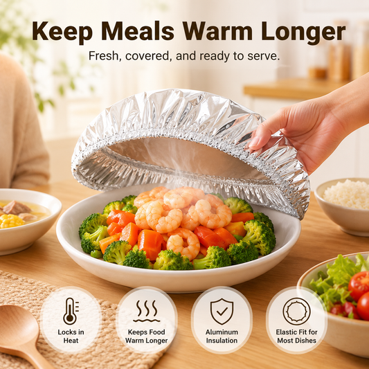 Extra 30% off on sale items | PKNEW® Collapsible Aluminum Foil Food Cover | Keep Meals Warm, Fresh & Protected from Fruit Flies