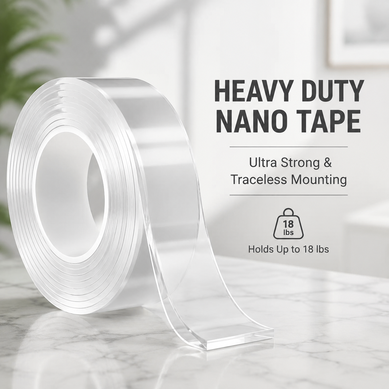 PKNEW® Heavy Duty Nano Multi-Roll Mounting Tape, Easy Application with Precise Measurement