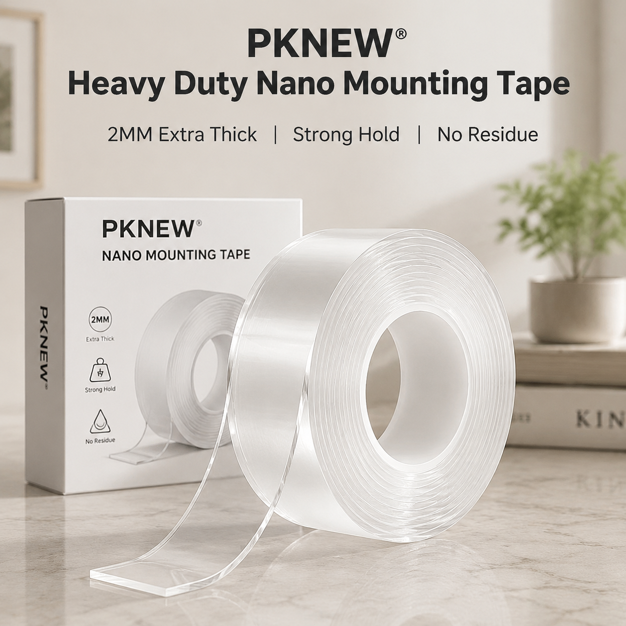 PKNEW® Heavy Duty Nano Multi-Roll Mounting Tape, Easy Application with Precise Measurement