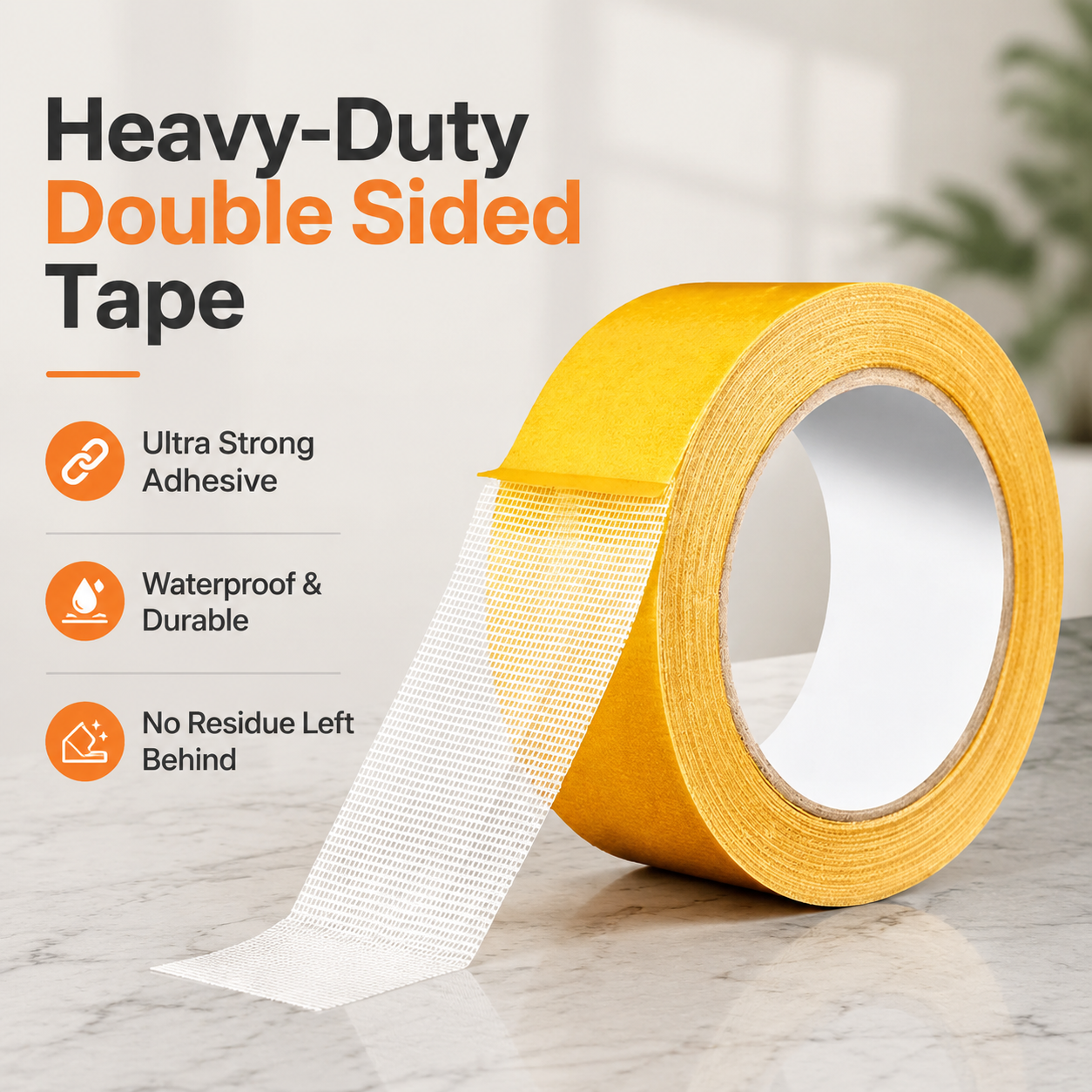 Extra 30% off on sale items | PKNEW® Heavy-Duty Double Sided Tape, StrongAdhesive, Waterproof & Removable, No Residue, Idealfor Carpet, Wallpaper, Balloons & Home Use🧻