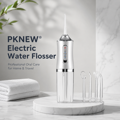 PKNEW® Electric Water Flosser, Portable RechargeableOral Irrigator with 4pcs Multifunctional Nozzlefor Home & Travel, Personal Oral CareAppliance, Oral Hygiene Kit, Dental WaterFlosser🦷