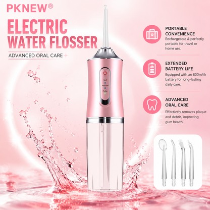 PKNEW® Electric Water Flosser, Portable RechargeableOral Irrigator with 4pcs Multifunctional Nozzlefor Home & Travel, Personal Oral CareAppliance, Oral Hygiene Kit, Dental WaterFlosser🦷
