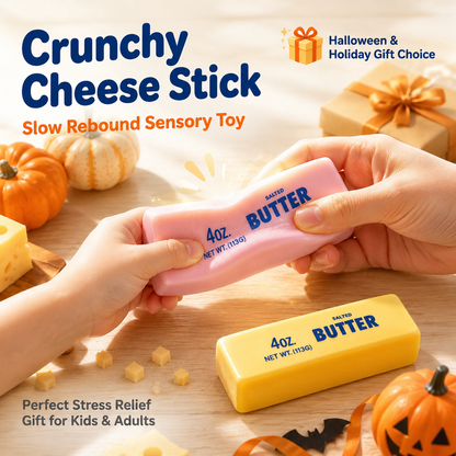 PKNEW® 🧀Crunchy Cheese Stick Squishy Toy – Slow Rebound Sensory Fidget Toy, Stress Relief Squeeze Gift for Kids & Adults