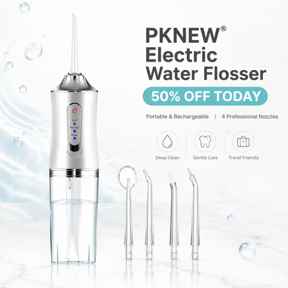 PKNEW® Electric Water Flosser, Portable RechargeableOral Irrigator with 4pcs Multifunctional Nozzlefor Home & Travel, Personal Oral CareAppliance, Oral Hygiene Kit, Dental WaterFlosser🦷