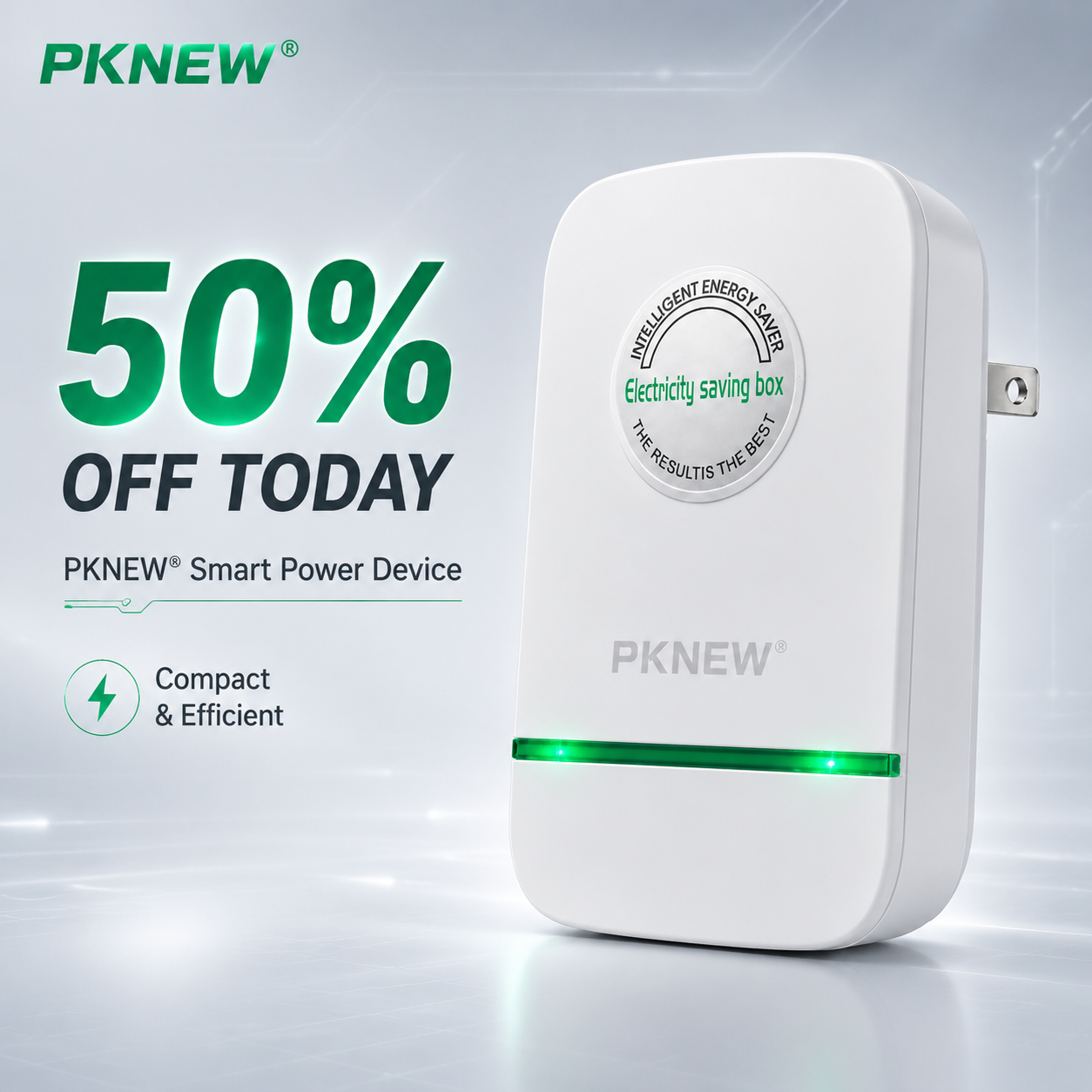 PKNEW® Compact Indoor Plug-In Device with Built-In Indicator Light, US Plug Style for Home, Bedroom, Office and Dorm