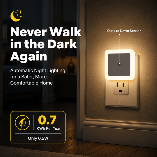 PKNEW® Dusk to Dawn Plug in LED Night Light – Warm White Sensor Lighting for Bedroom & Bathroom💡
