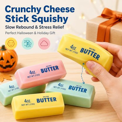 PKNEW® 🧀Crunchy Cheese Stick Squishy Toy – Slow Rebound Sensory Fidget Toy, Stress Relief Squeeze Gift for Kids & Adults